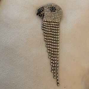 Sparkly Rhinestone Parrot Fringe Brooch